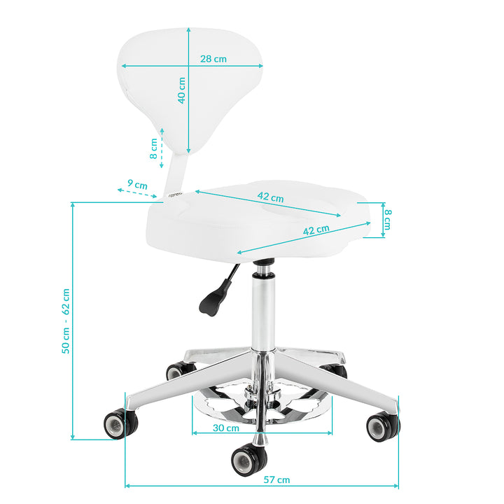 Rollhocker Höhenverstellbar mit Lehne Azzurro 156F Schneeweiß - Bild 10