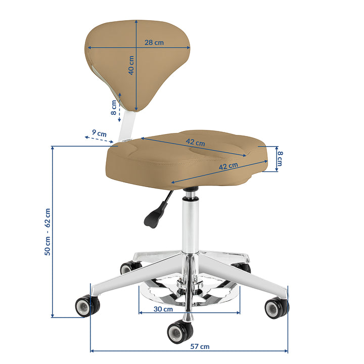 Rollhocker Höhenverstellbar mit Lehne Azzurro 156F Beige - Bild 10