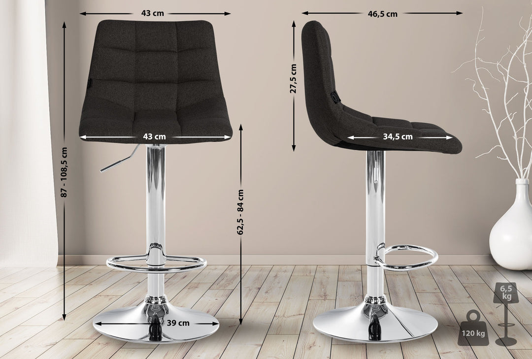 Barhocker 107 Stoff Schwarz - Bild 2