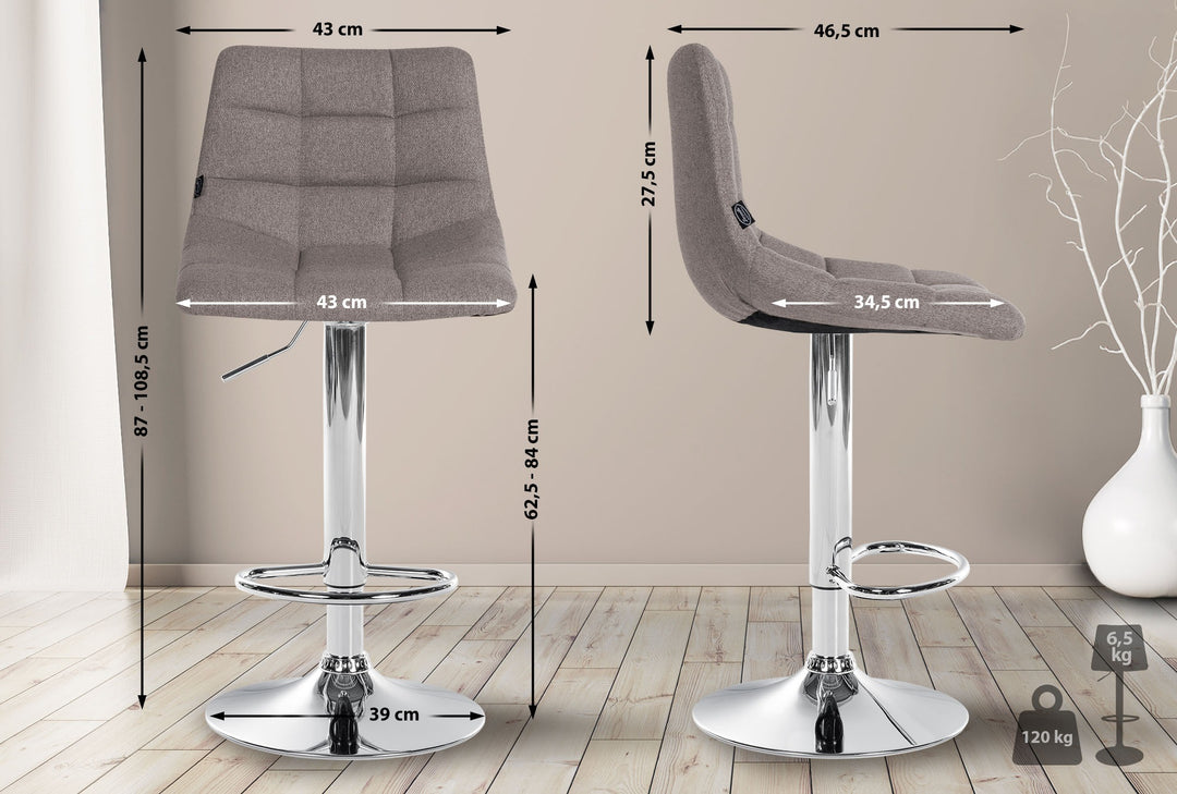 Barhocker 107 Stoff Grau - Bild 2