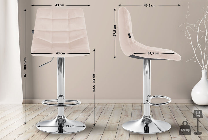 Barhocker 107 Samt Beige - Bild 2