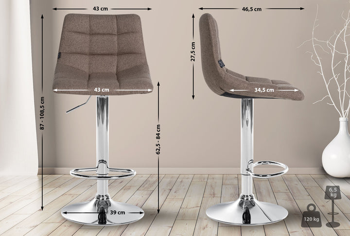 Barhocker 107 Stoff Taupe - Bild 2
