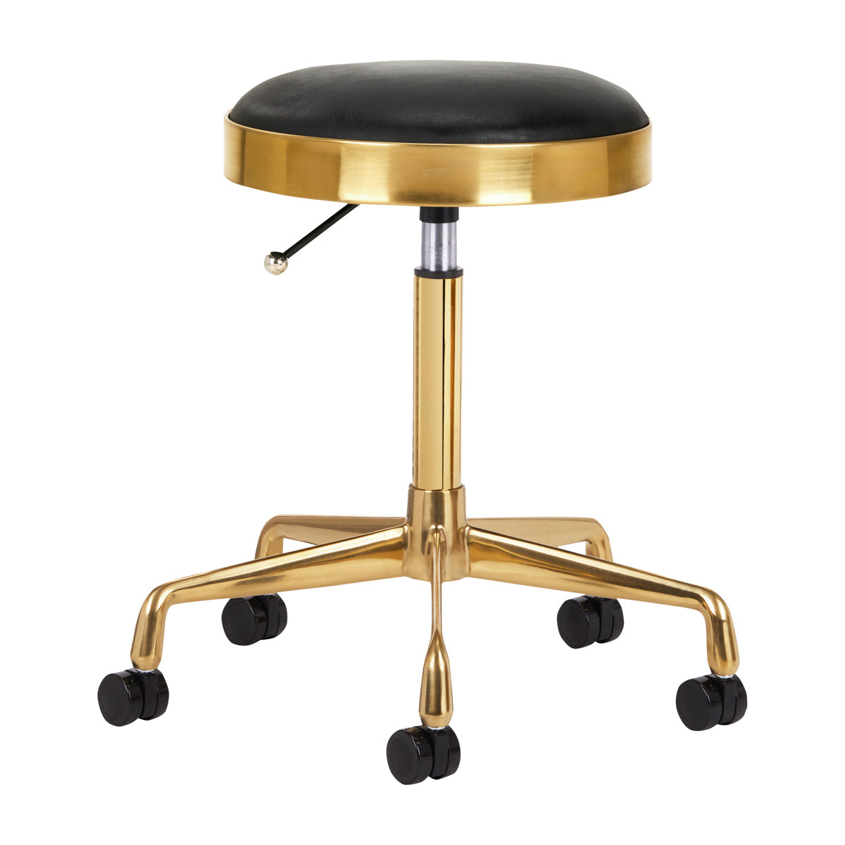 Arbeitshocker Höhenverstellbar Eco Leder H7 Gold Schwarz