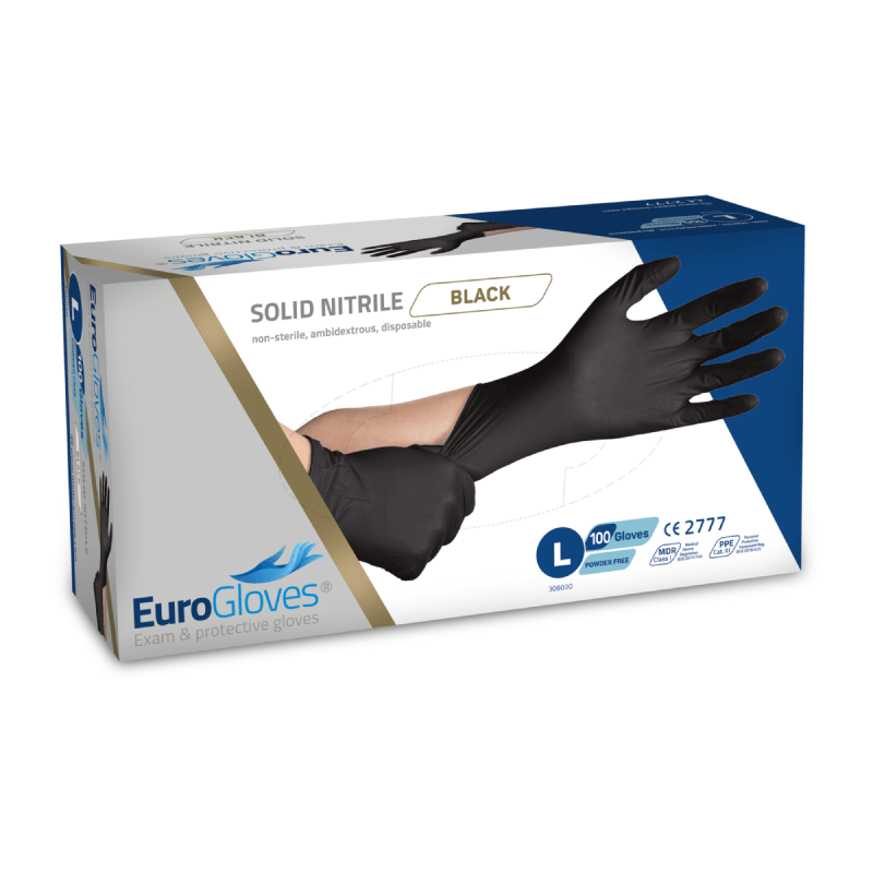Handschuhe EuroGloves Solid-Nitril Schwarz 100St.