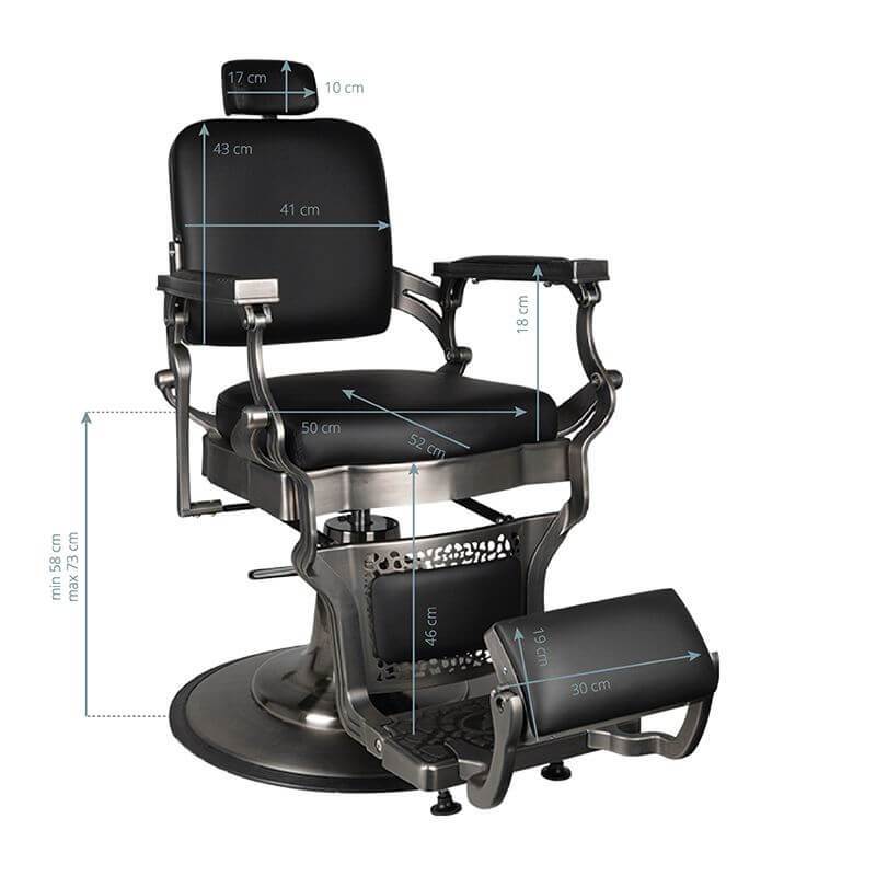 Barberstuhl Gabbiano Corrado Satin-Schwarz