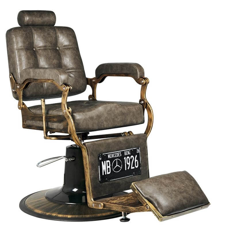 Kappersstoel Barber Gabbiano Boss Oud Leer Look Donkerbruin 1